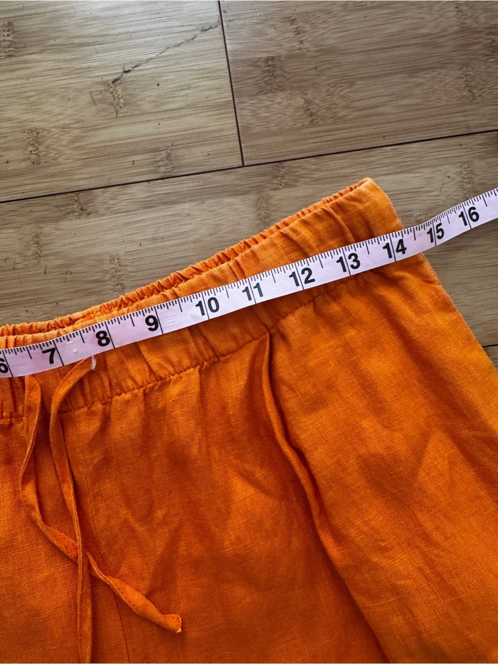 ZARA 100% linen extra Wide-Leg Pants in Vibrant Orange